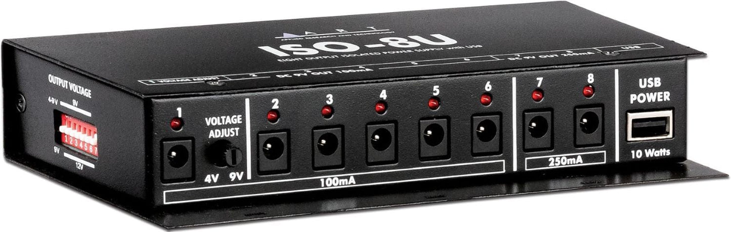 ART ISO-8U Multi-Output 8 DC / 1 USB Isolated Pedal Power Supply - PSSL ProSound and Stage Lighting