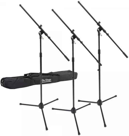 On-Stage MSP7703 Three Euro Boom Mic Stands with Bag - PSSL ProSound and Stage Lighting