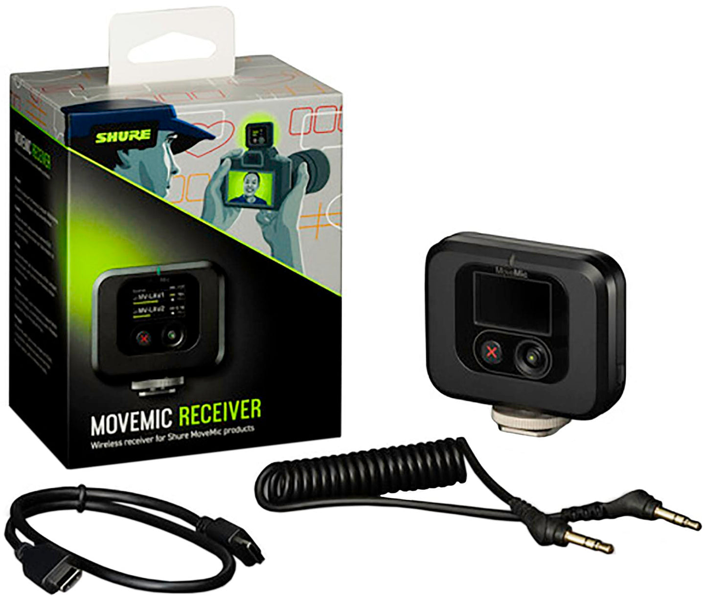 Shure MV-R-Z7 MoveMic Plug-in Wireless Microphone Receiver with Camera Shoe Mount - PSSL ProSound and Stage Lighting