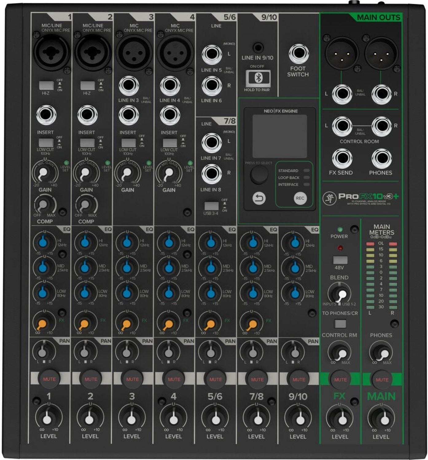 Mackie ProFX10v3+ 10-Channel Analog Mixer with Enhanced FX/USB Recording Modes/Bluetooth - PSSL ProSound and Stage Lighting