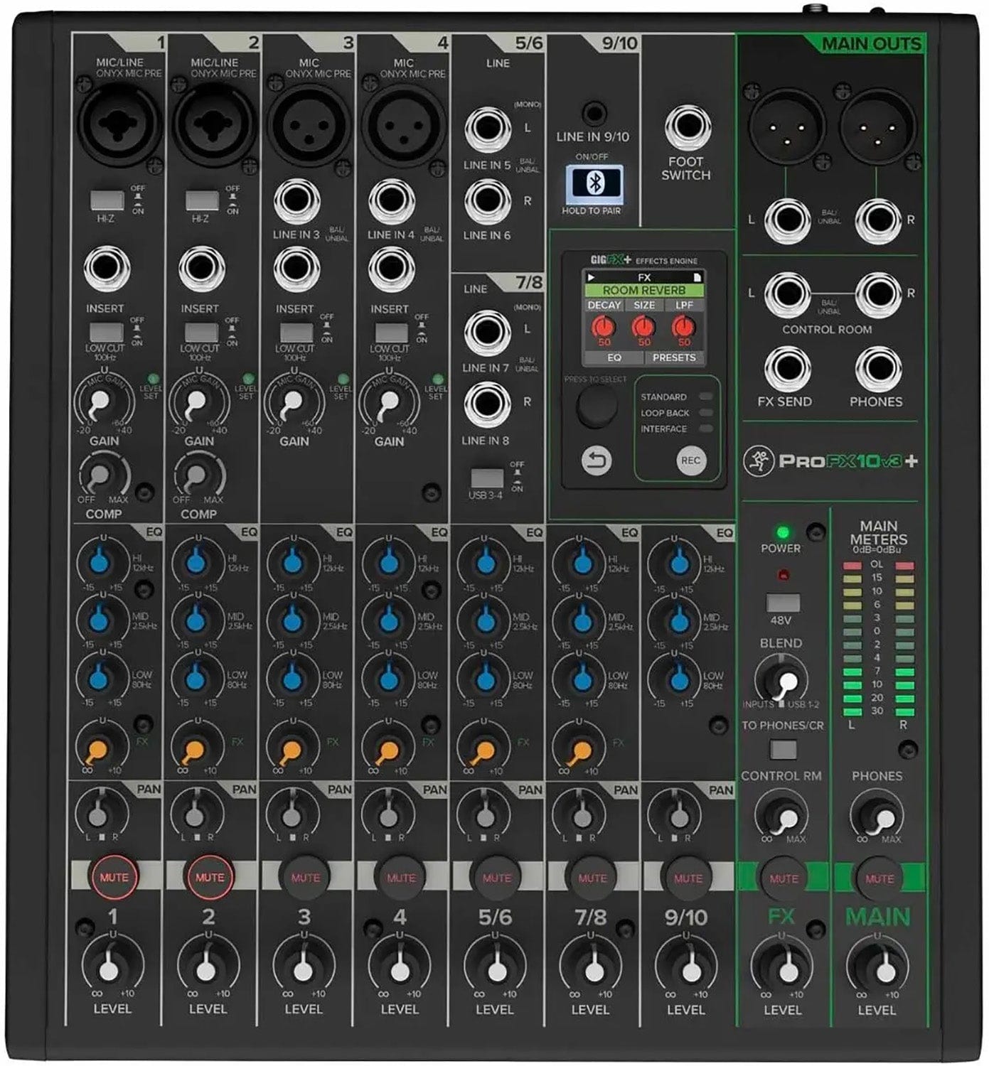 Mackie ProFX10v3+ 10-Channel Analog Mixer with Enhanced FX / USB Recording and Bluetooth - PSSL ProSound and Stage Lighting