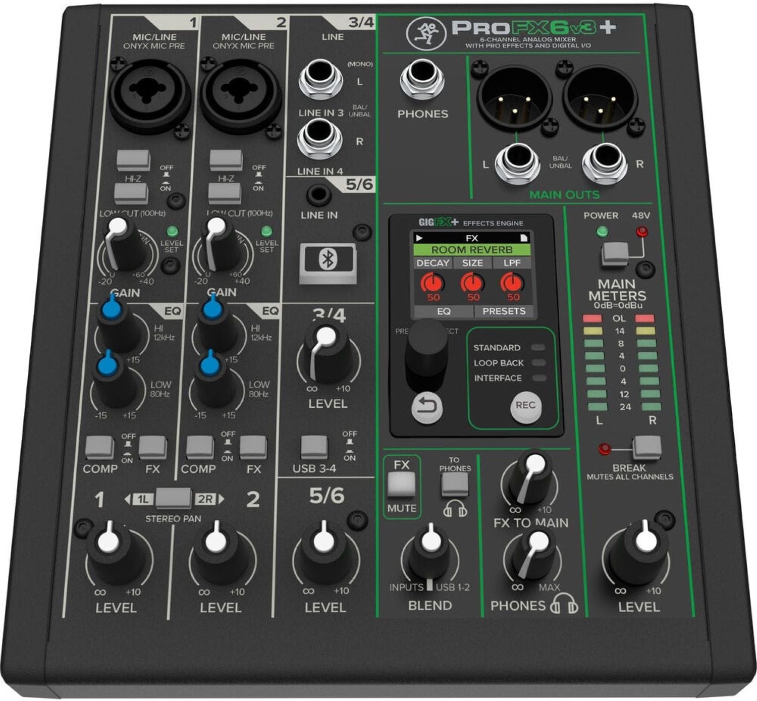 Mackie ProFX6v3+ 6-Channel Analog Mixer with Enhanced FX/USB