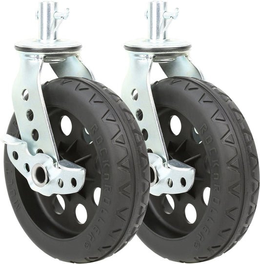 Rock N Roller RCSTR8X2BK 8 x 2-Inch R-Trac All-Terrain Stealth Casters with Brake for R12STEALTH - 2-Pack - PSSL ProSound and Stage Lighting