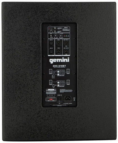 Gemini ZRX-S18BT Professional 18-Inch Subwoofer with Bluetooth - PSSL ProSound and Stage Lighting