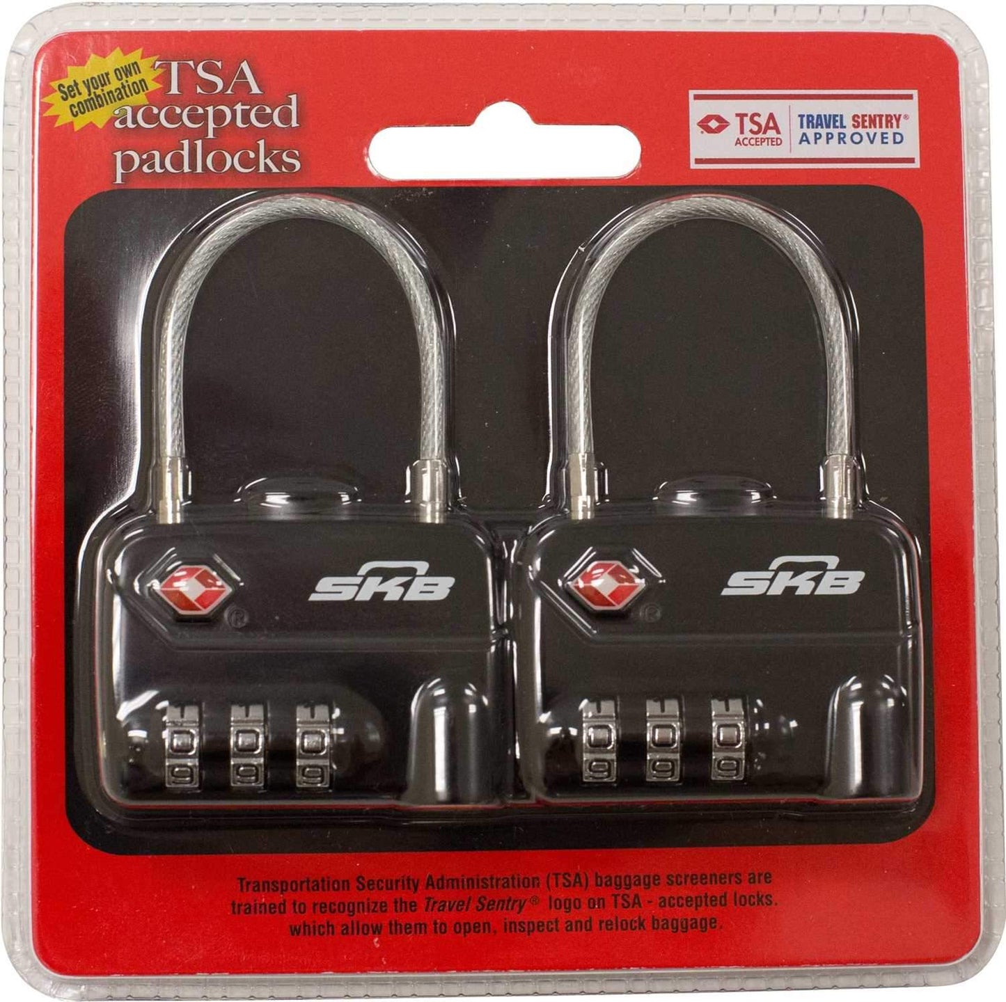 SKB 1SKB-PDL-C TSA Pad Cable Locks (2-pack) - ProSound and Stage Lighting