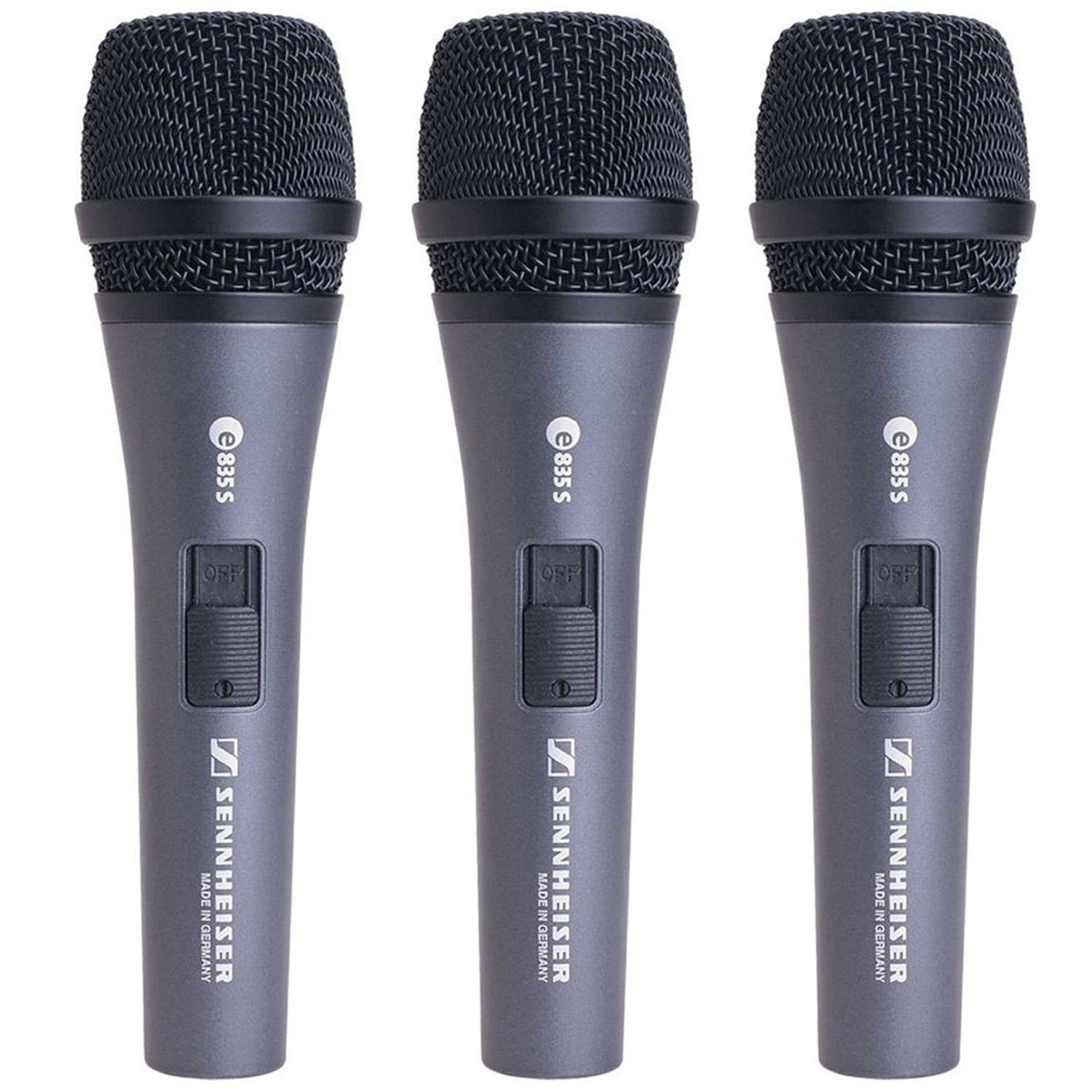 Sennheiser e835-S Dynamic Switched Microphone 3-Pack - ProSound and Stage Lighting