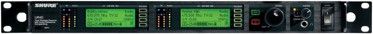 Shure UR4D-G1 Dual Ch Receiver UHF 470-530 Mhz - ProSound and Stage Lighting