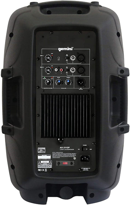 Gemini AS-2112P 12-in 2-Way 1500W Powered Speaker - ProSound and Stage Lighting