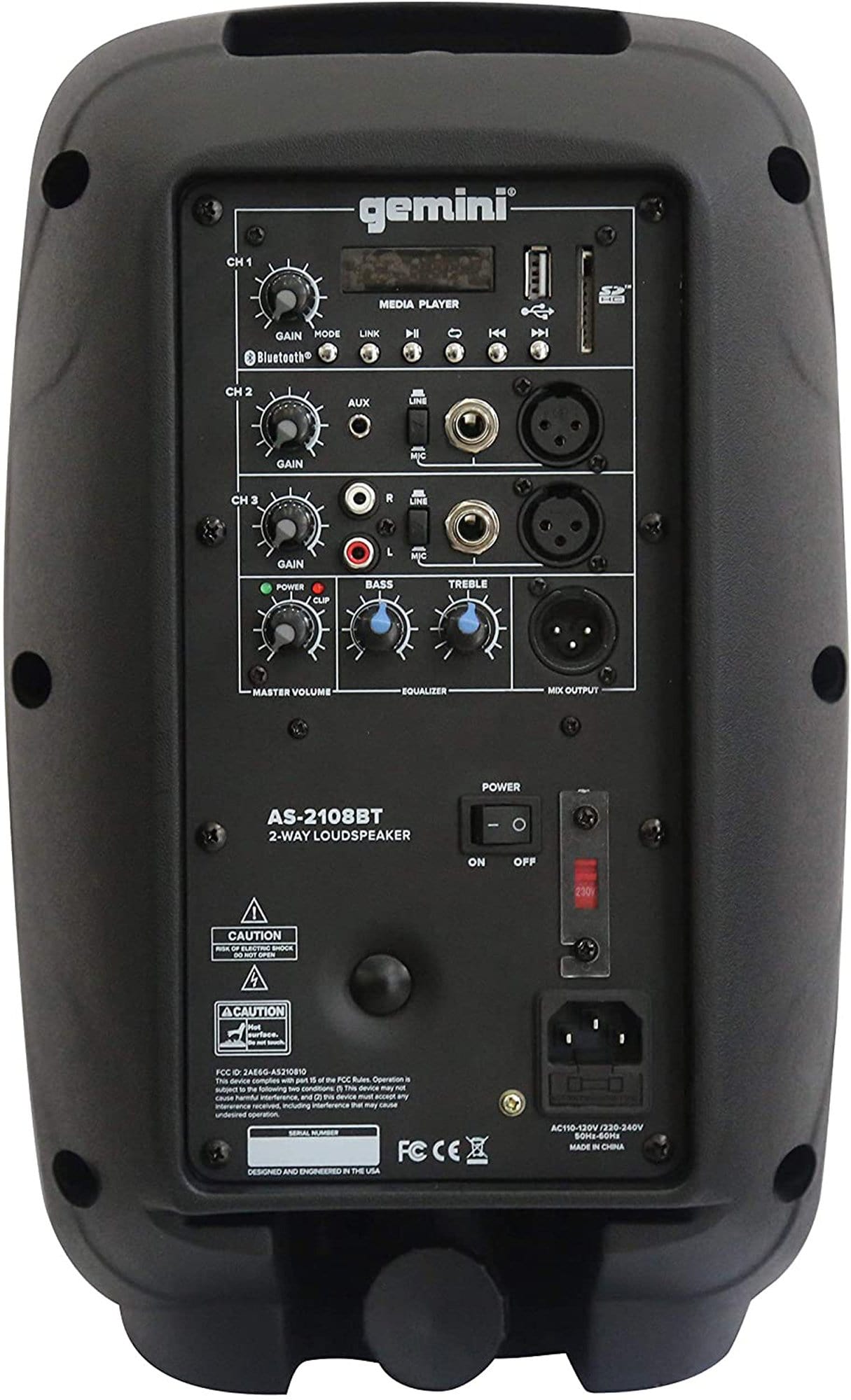Gemini AS-2108BT 8-in 500W Powered Speaker w/ BT - ProSound and Stage Lighting