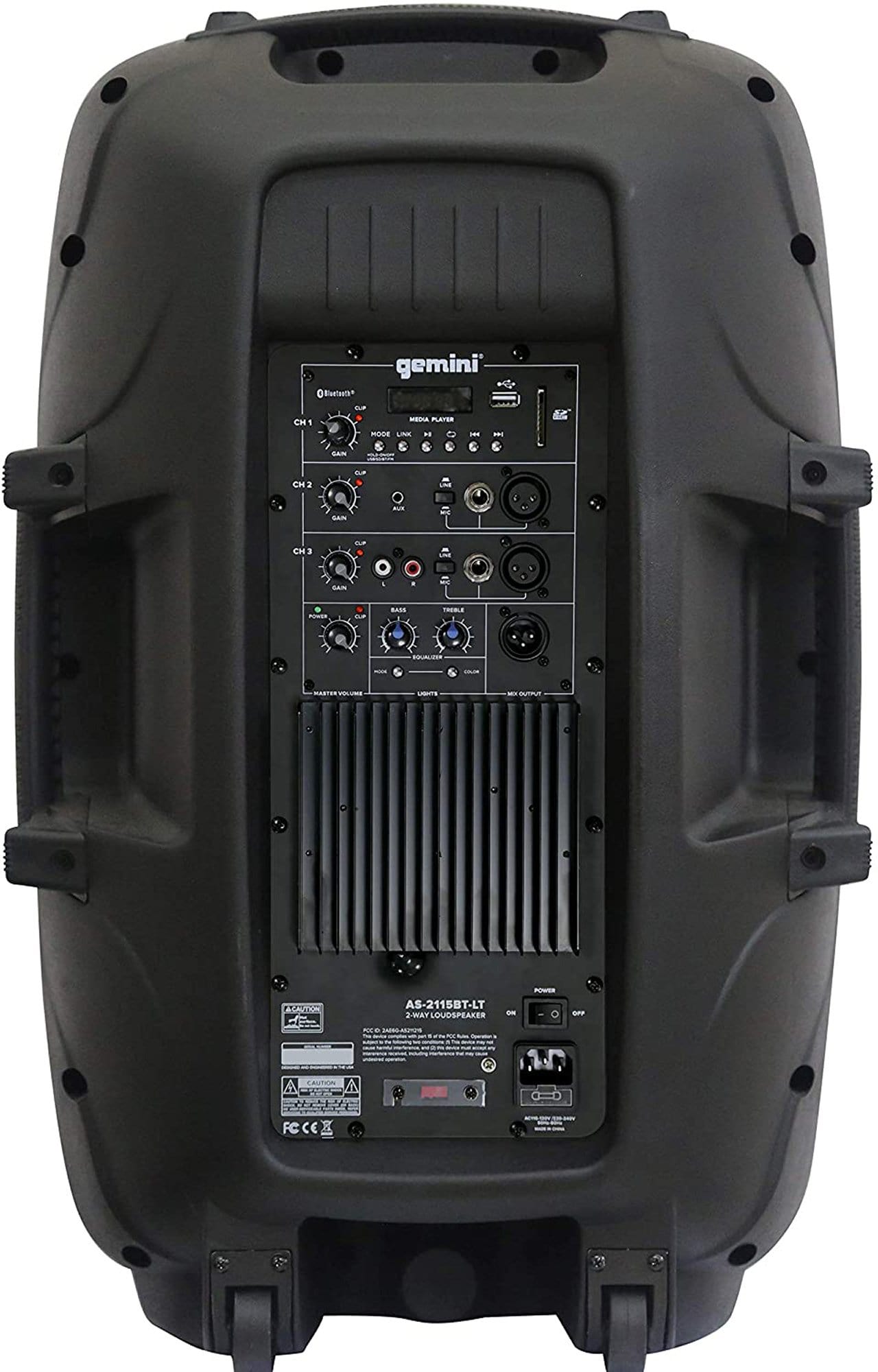 Gemini AS-2115BT-LT 15-in Powered Speaker w Lights - ProSound and Stage Lighting