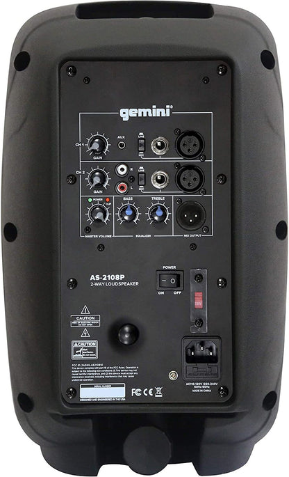 Gemini AS-2108P 8-Inch 2-Way 500W Powered Speaker - ProSound and Stage Lighting