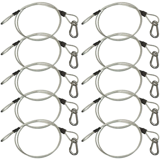 Steel Light Fixture Safety Cable with Latch 10 Pack - ProSound and Stage Lighting