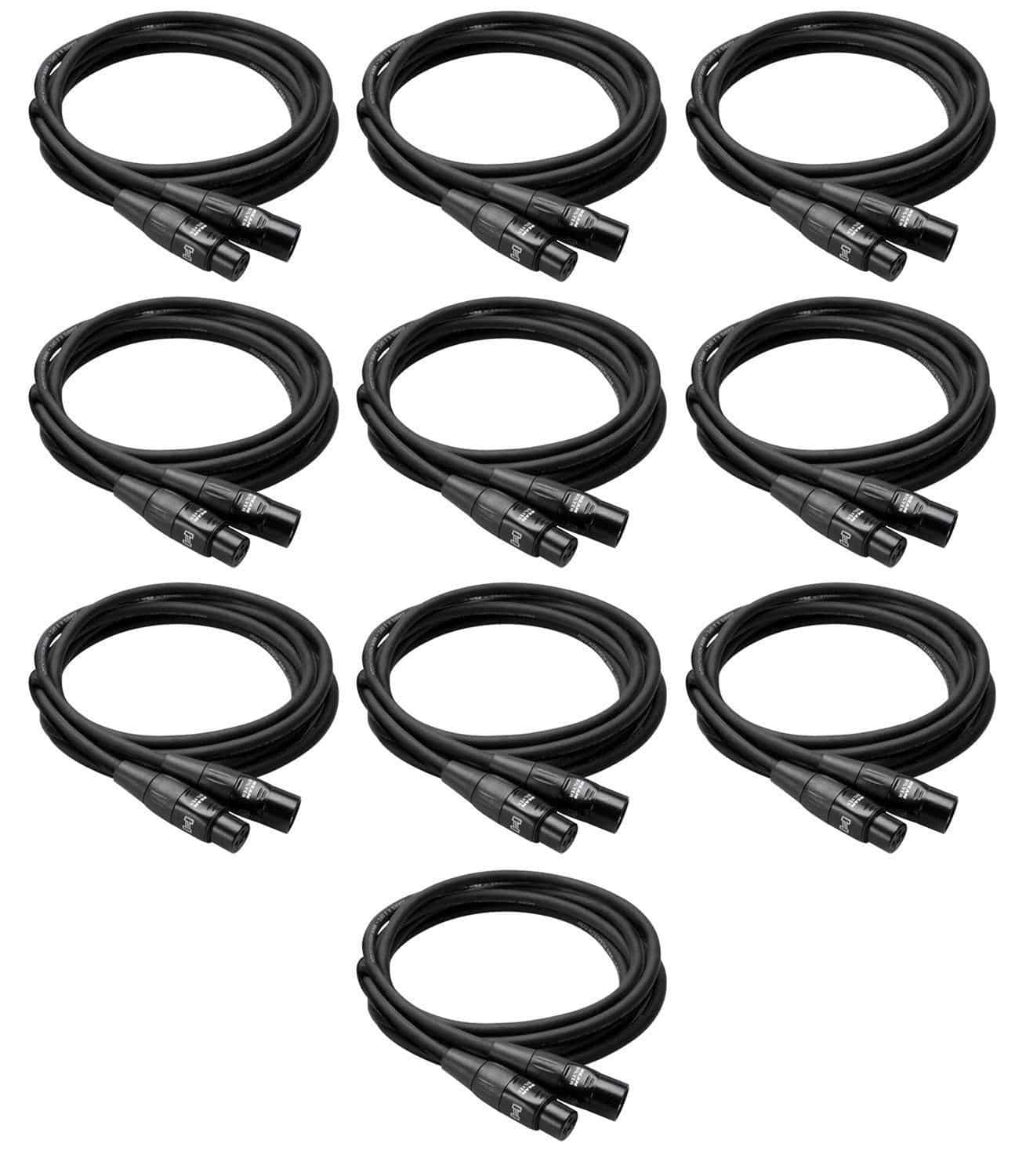 25ft Pro Grade XLR Microphone Cable - 10 Pack - ProSound and Stage Lighting