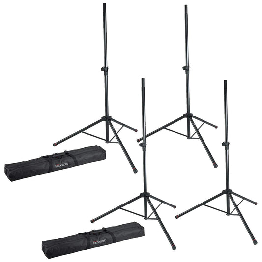 Gator Frameworks Speaker Stand 4 Pack with 2 Bags - ProSound and Stage Lighting