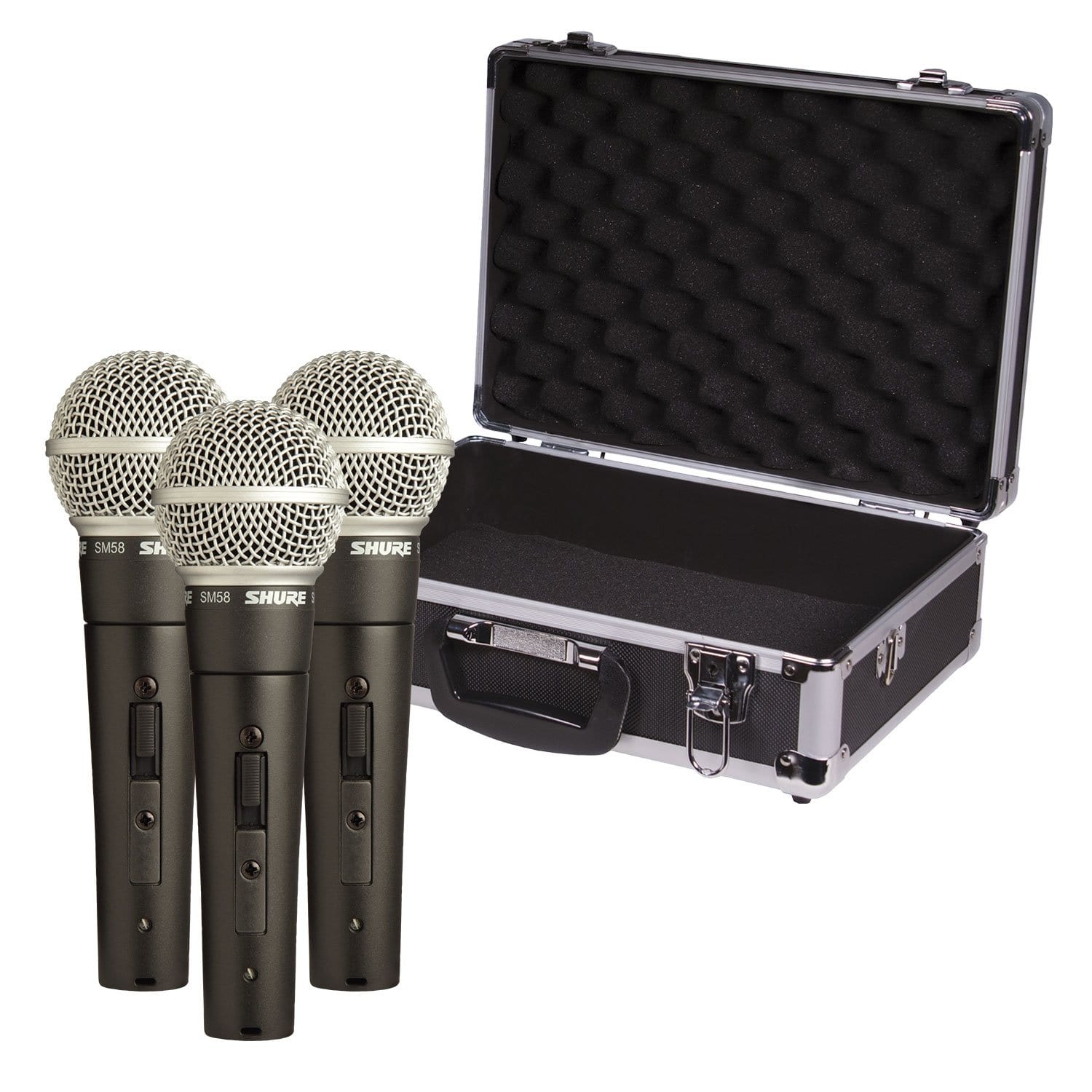 Shure SM58S Mic with On/Off Switch 3-Pack & Carrying Case - ProSound and Stage Lighting