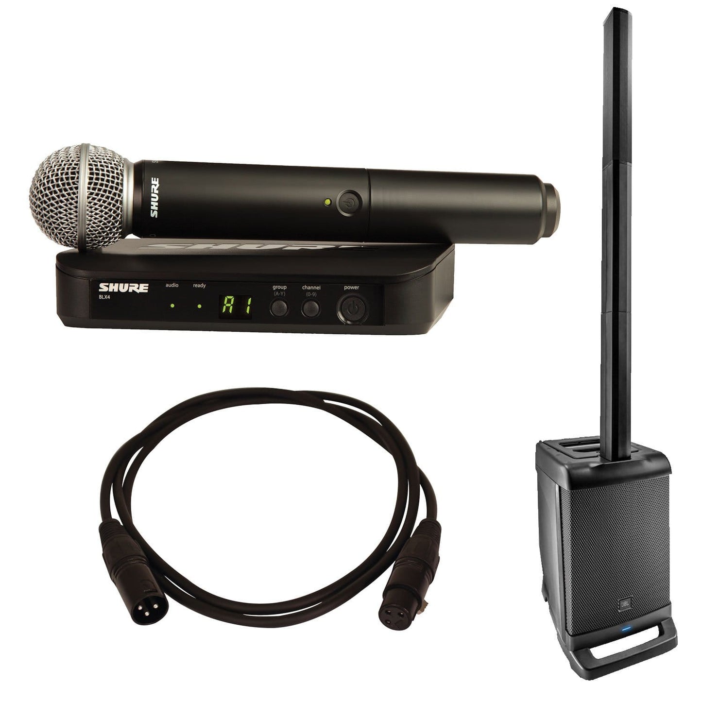 JBL EON ONE PA System with Shure BLX24 PG58 Wireless Mic System - ProSound and Stage Lighting