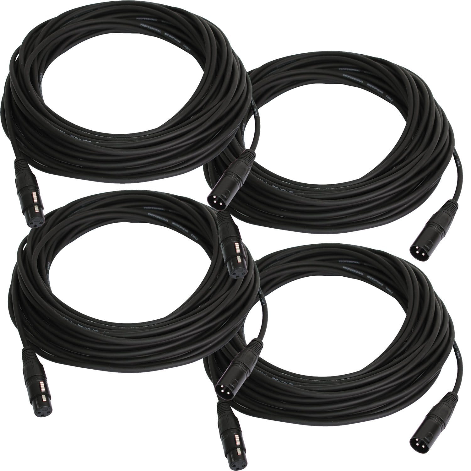 50ft XLR to XLR Microphone Cable 4-Pack - ProSound and Stage Lighting