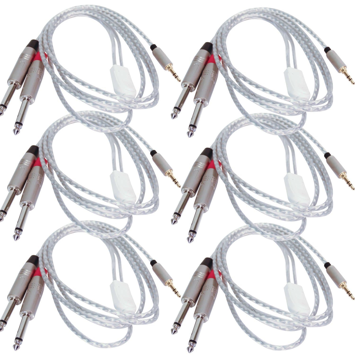 5ft Audio Cable 1/8" TRS to Dual 1/4" TS 6-Pack - PSSL ProSound and Stage Lighting