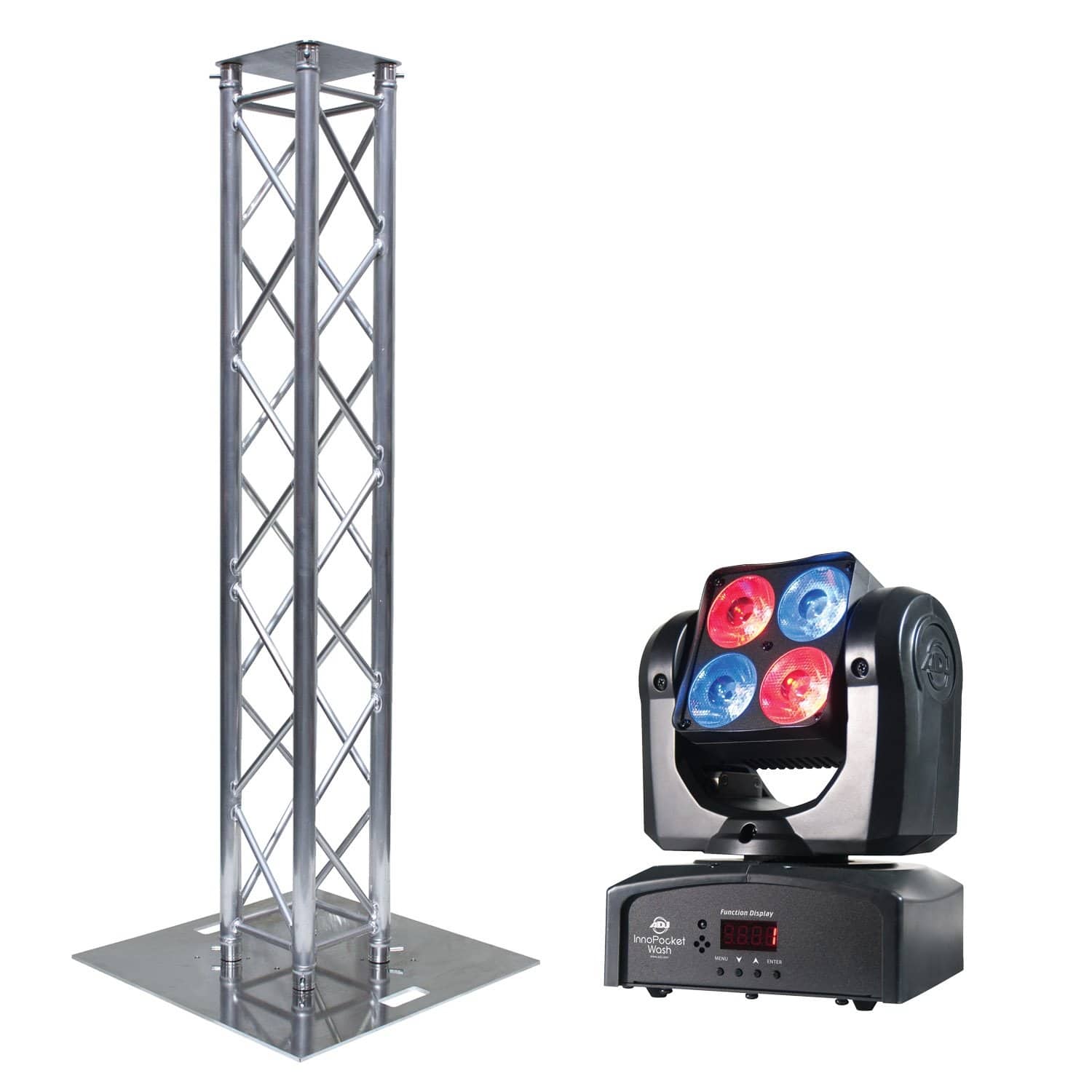 Global Truss Light Weight 6.56 Ft F34 Totem with ADJ Inno Pocket Wash Moving Head - ProSound and Stage Lighting