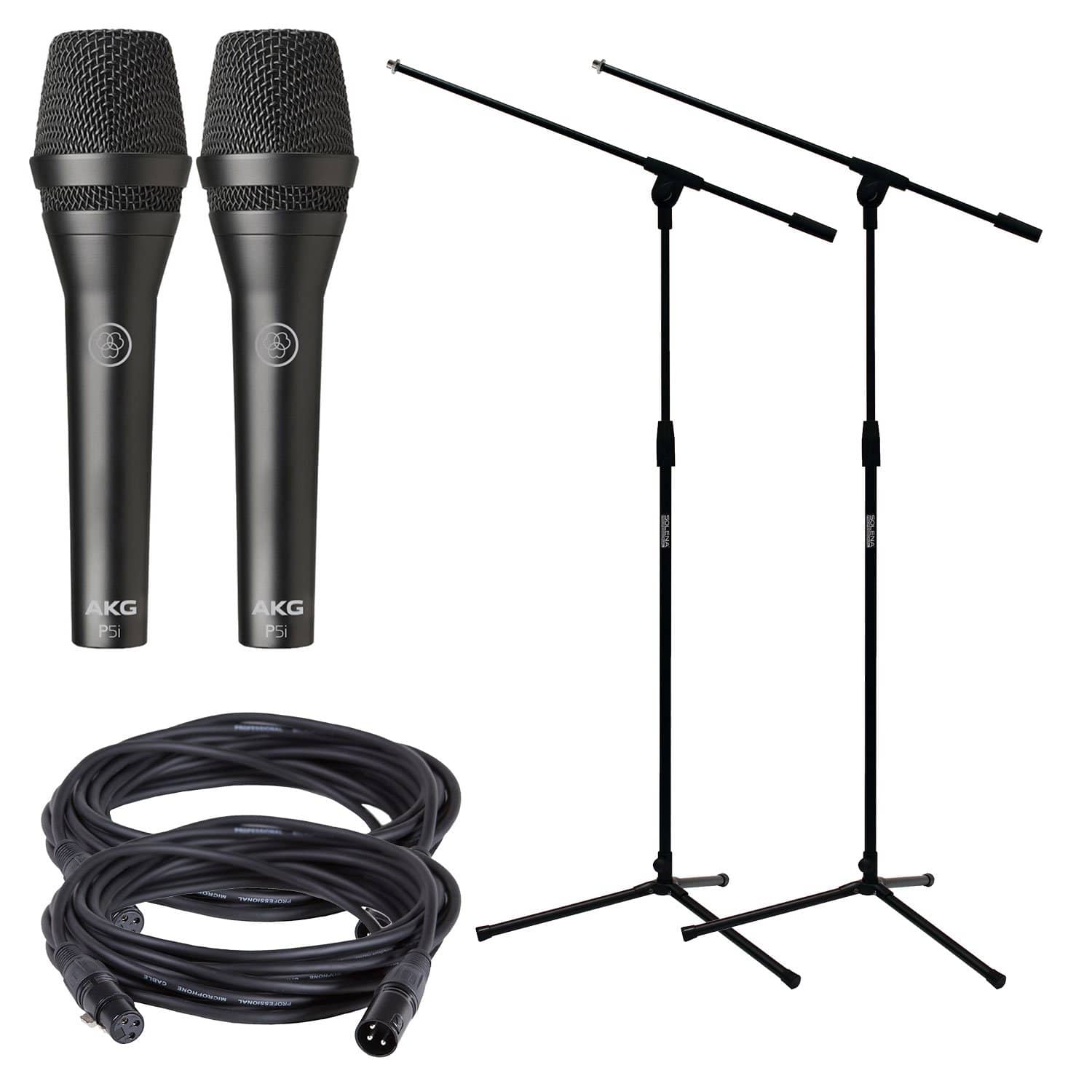 AKG P5i Dynamic Vocal Mic Pair with Stands & Cables - ProSound and Stage Lighting