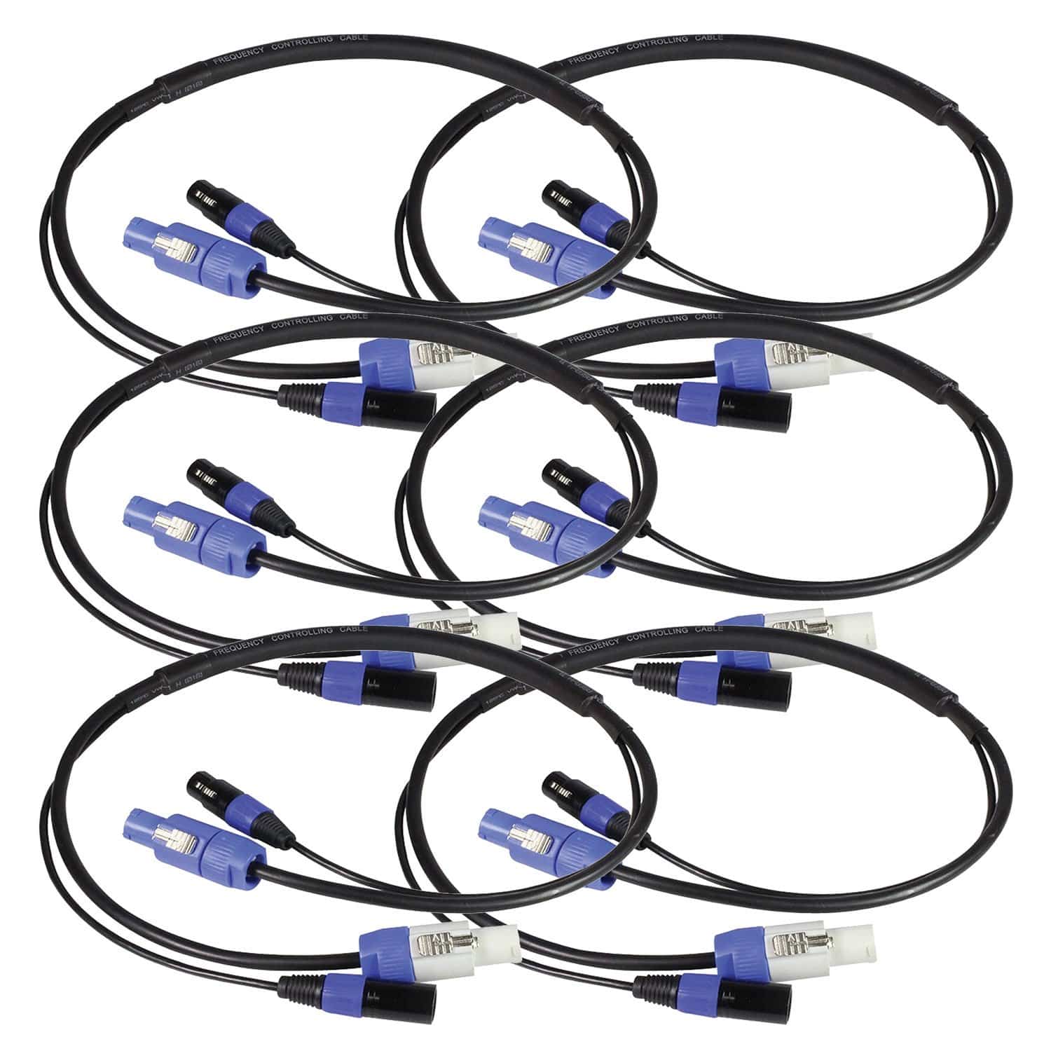 Blizzard 3Ft PowerCon 3-Pin DMX Combo Cable 6-Pack - ProSound and Stage Lighting