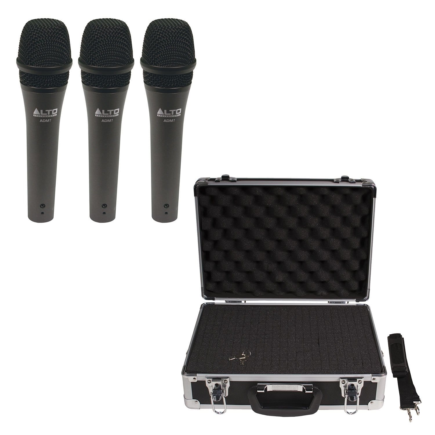 Alto Professional ADM7 Dynamic Handheld Vocal Mic 3-Pack with Case - ProSound and Stage Lighting