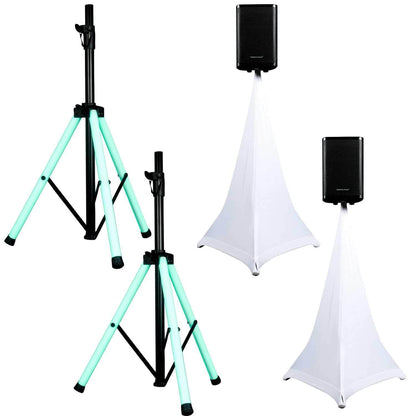 American Audio LED Light-Up Speaker Stand Pair with ADJ Scrims - ProSound and Stage Lighting