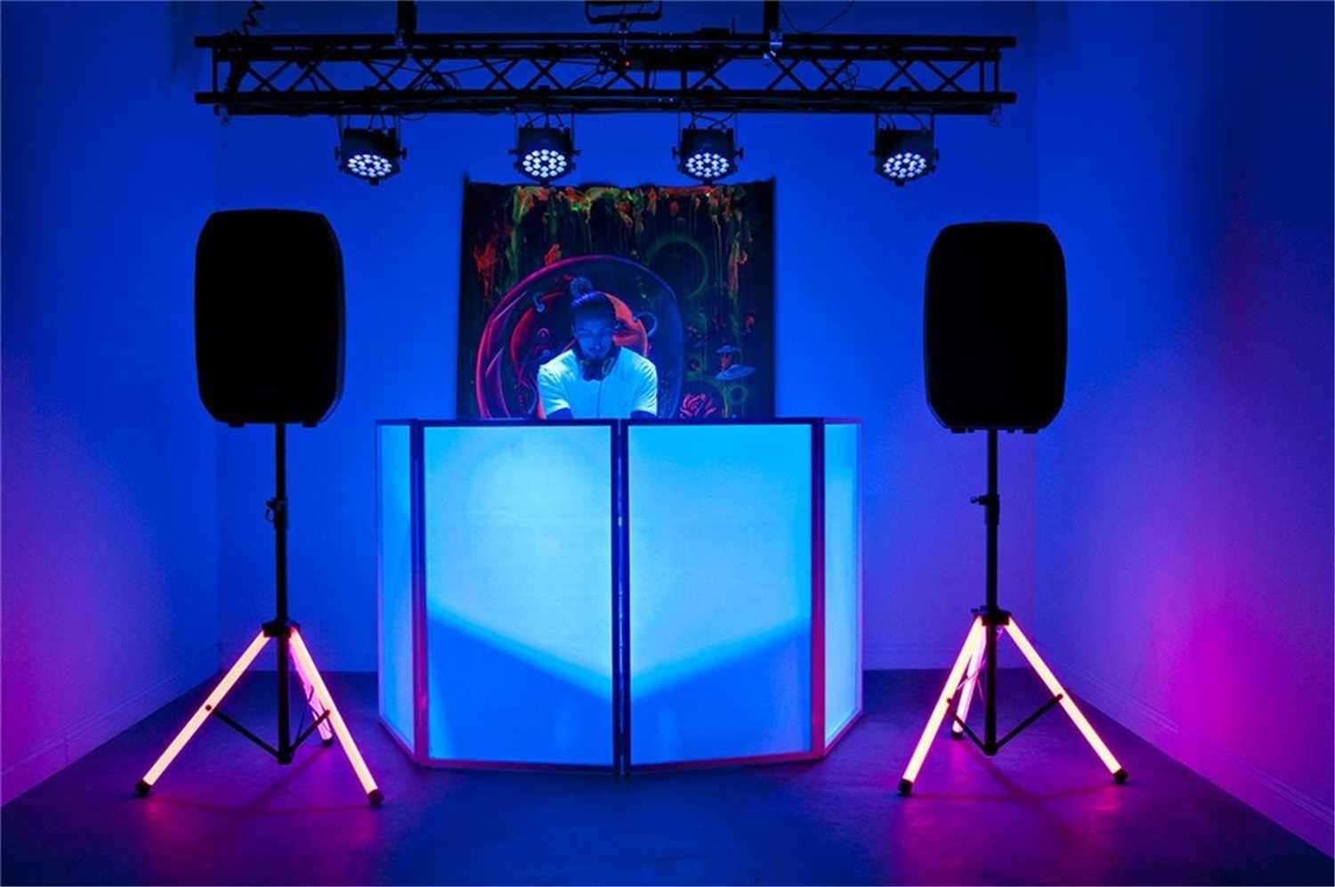 American Audio LED Light-Up Speaker Stands with White Gator Scrims - ProSound and Stage Lighting
