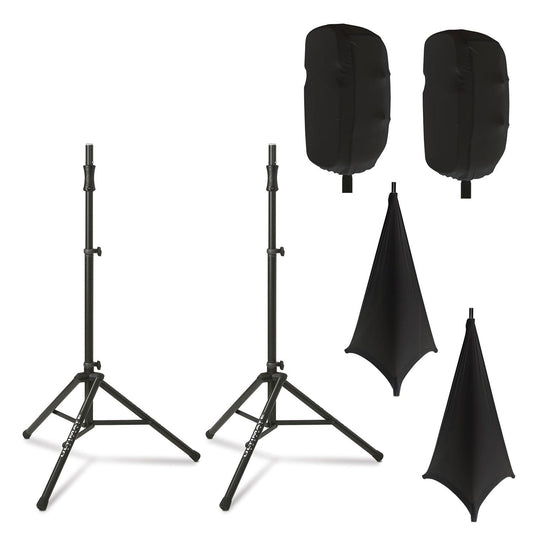 Ultimate TS-100 Stands with Complete Stretch Covers Set Black - ProSound and Stage Lighting