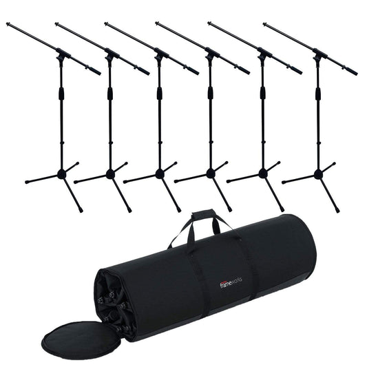 Gator ROK-IT Tripod Mic Stand 6-Pack with Carry Bag - ProSound and Stage Lighting