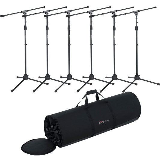 Gator GFW-MIC-2010 Frameworks Mic Stand with Clutch 6 Pack & Bag - ProSound and Stage Lighting