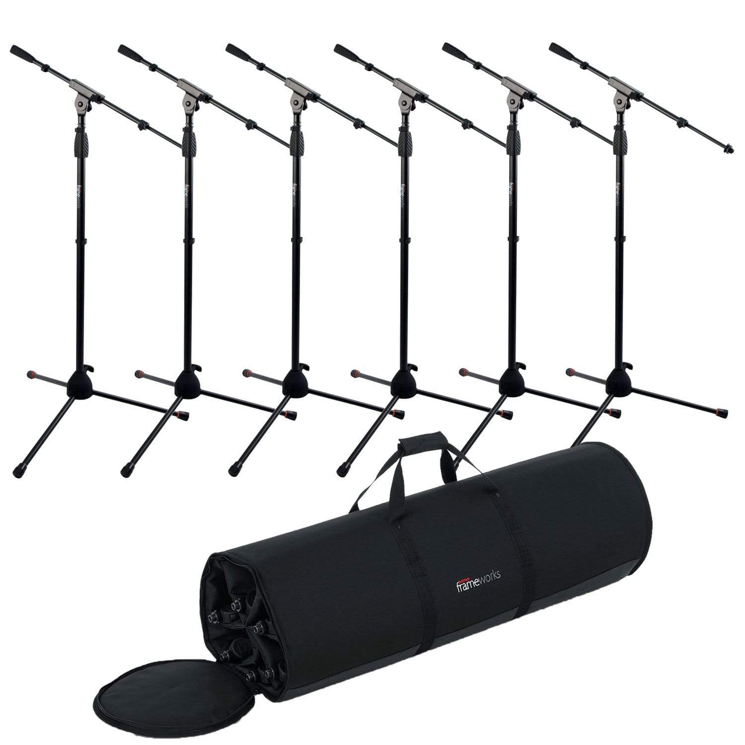 Gator GFW-MIC-2020 Premium Mic Stand 6 Pack with Bag - ProSound and Stage Lighting