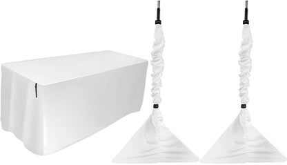 Ultimate White Tall Speaker Stand Scrims with 8 Ft Table Cover - ProSound and Stage Lighting