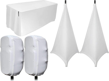 Entertainers Covers Bundle White with 4 Ft Table Cover - ProSound and Stage Lighting