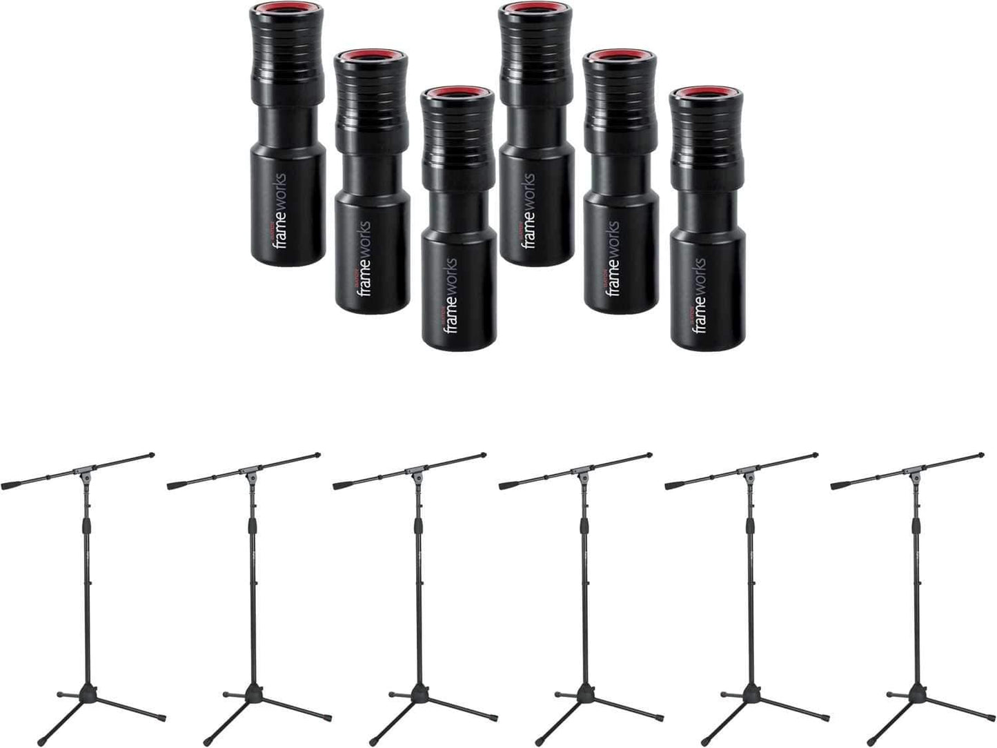 Gator Frameworks GFW-MIC-2010 Mic Stand 6-Pack with Quick Release Mic Attachment - ProSound and Stage Lighting
