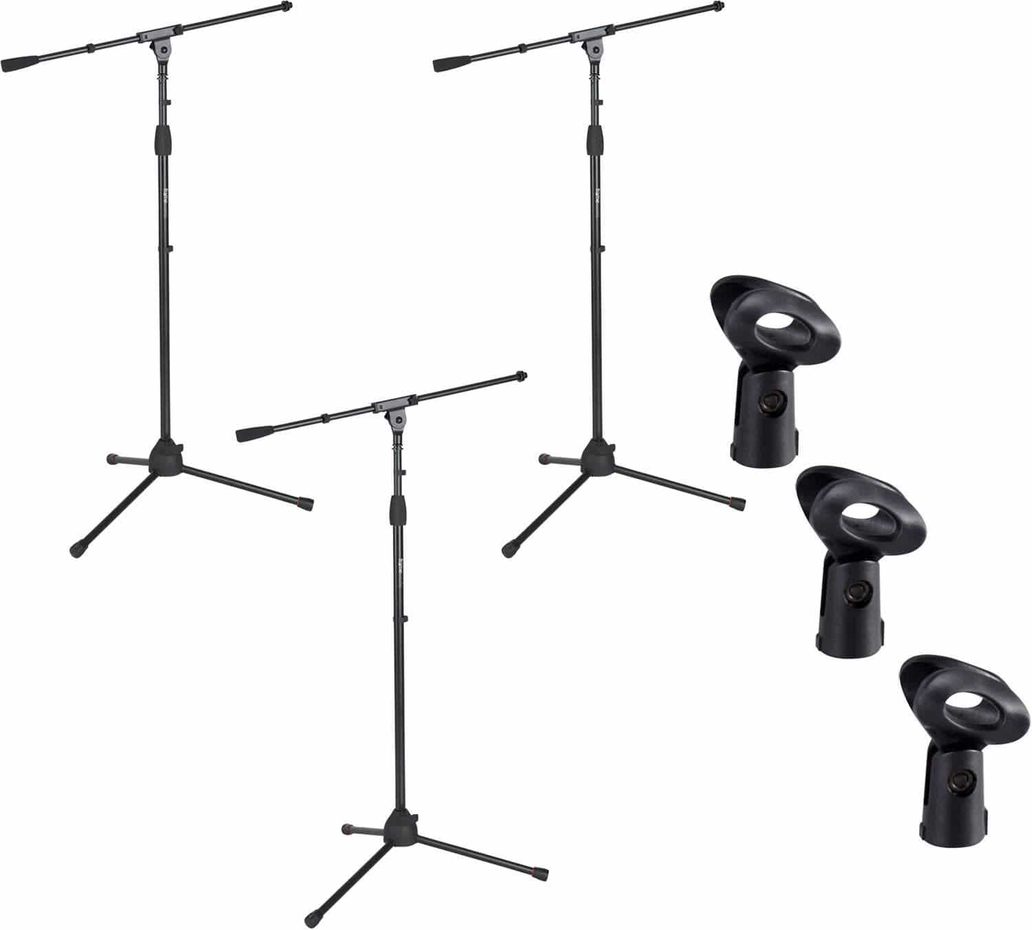 Gator GFW-MIC-2010 Mic Stand with Clutch 3-Pack & GFW Mic Clips - ProSound and Stage Lighting