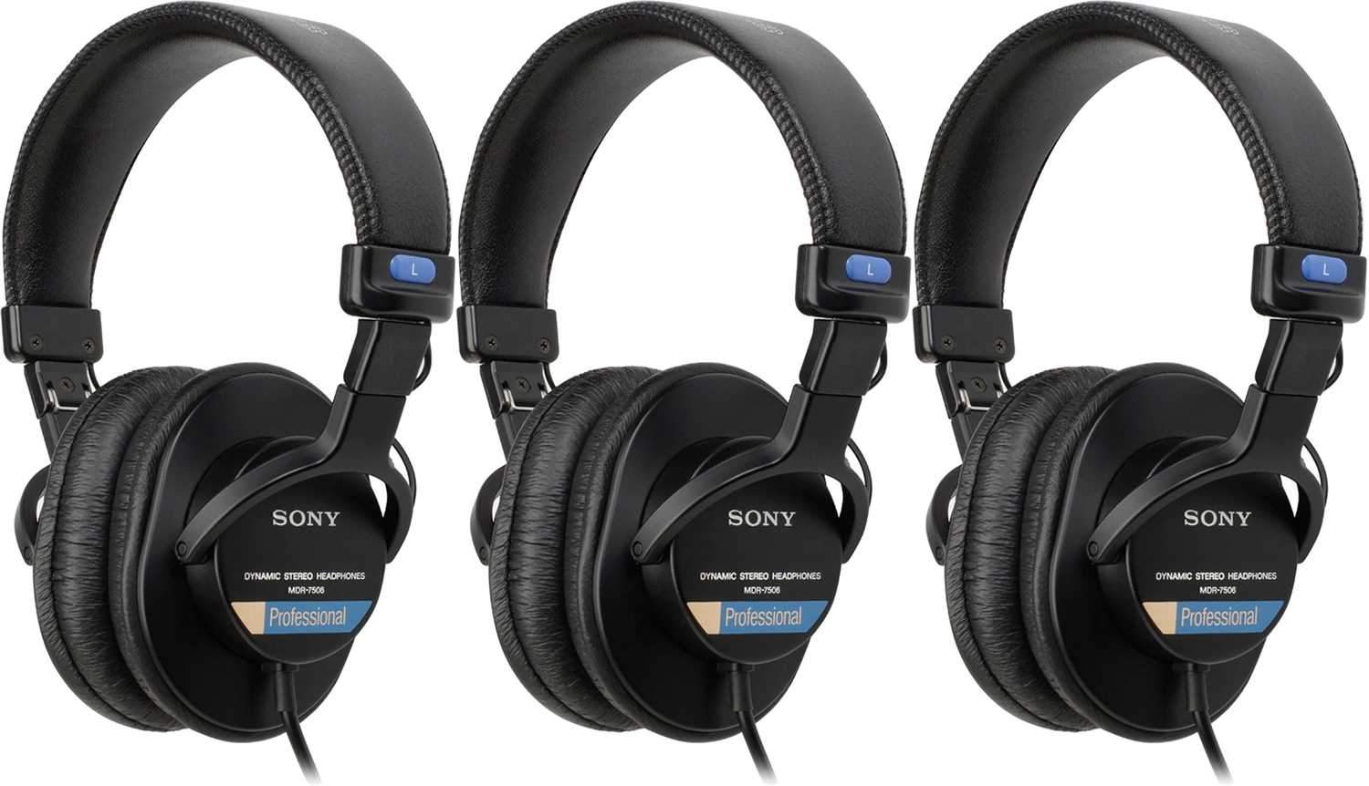 Sony MDR 7506 Professional Studio Headphone 3-Pack - ProSound and Stage Lighting