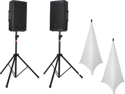 JBL Speaker Stand Pair with Bag & White Scrims - ProSound and Stage Lighting