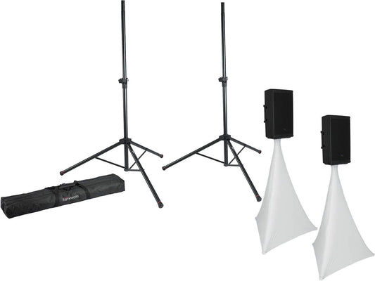 Gator Frameworks Speaker Stand Set with White 360 Scrims - ProSound and Stage Lighting
