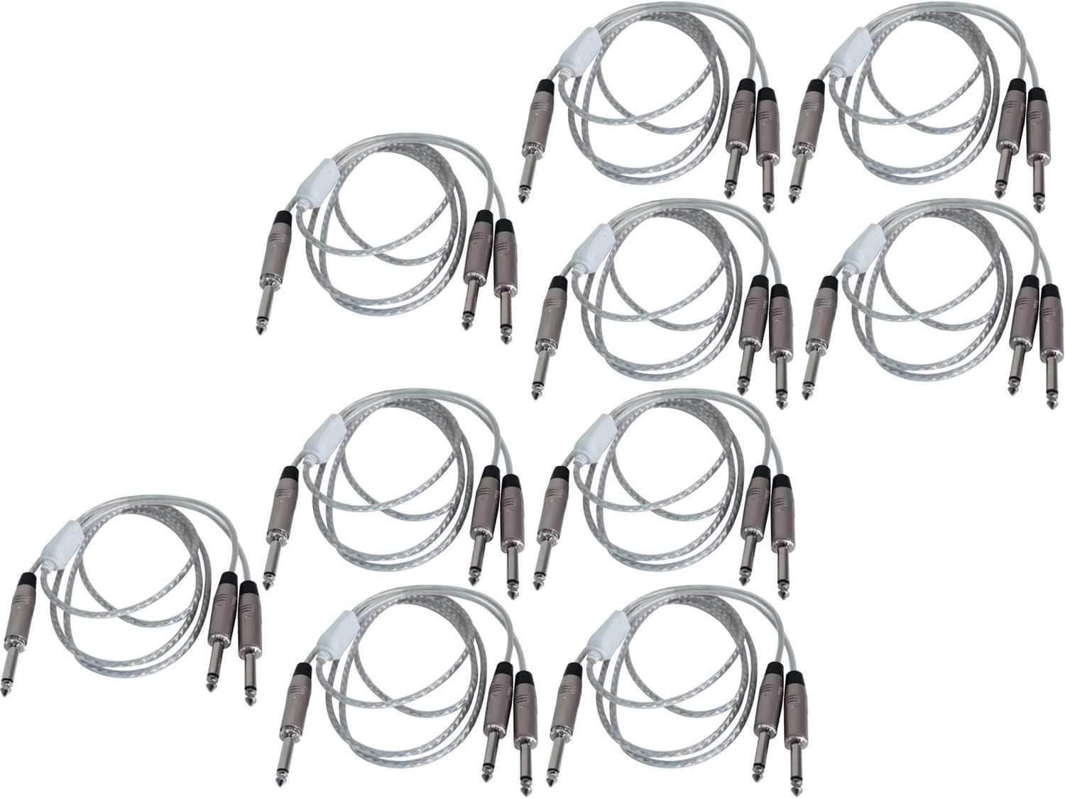 5ft Audio Cable 1/4 TS M to Dual 1/4 TS M 10-Pack - ProSound and Stage Lighting