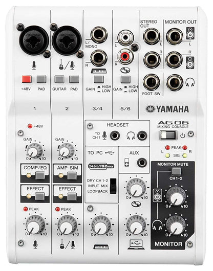 Yamaha AG06 6-Ch USB Audio Interface & Mixer - ProSound and Stage Lighting