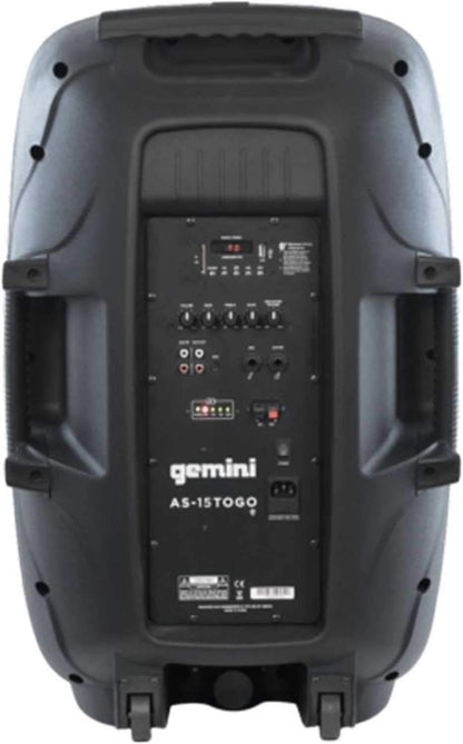 Gemini AS-15TOGO 15-inch Powered Portable Bluetooth Speaker - ProSound and Stage Lighting