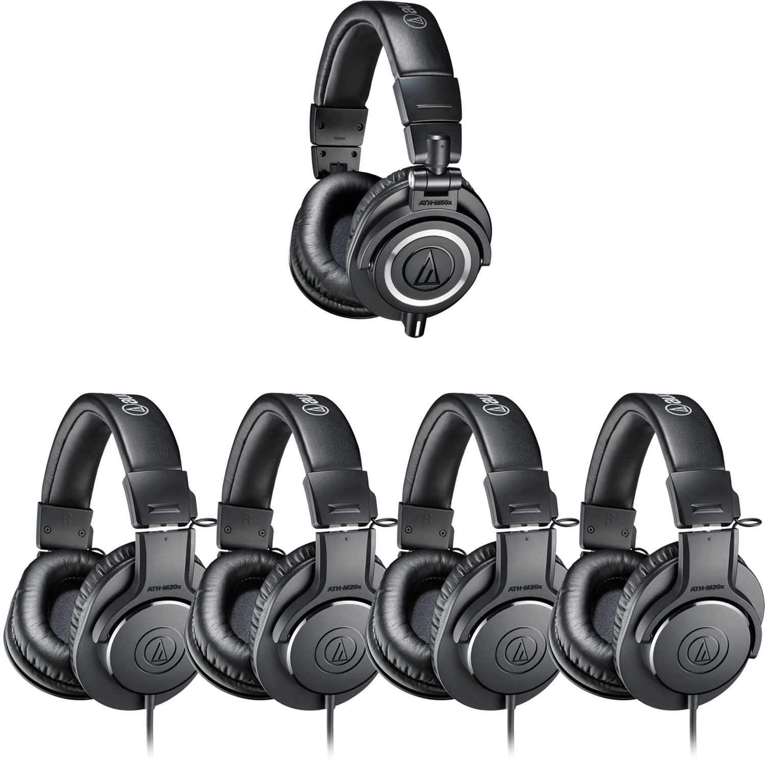Audio Technica Studio Headphone Bundle (1) ATH-M50X (4) ATH-M20X - ProSound and Stage Lighting