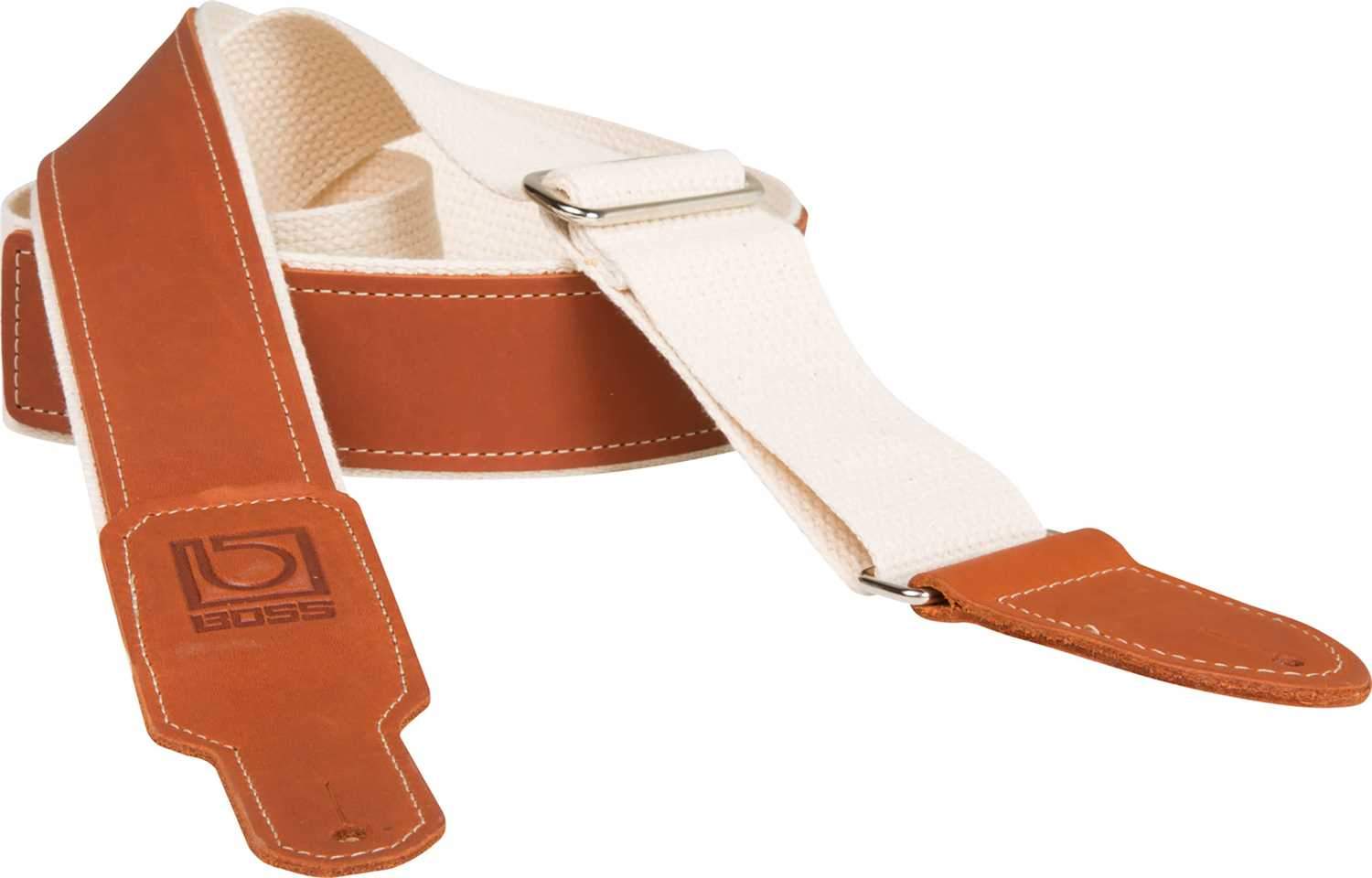Boss BSH-20-NAT 2-Inch Brown Leather Guitar Strap - ProSound and Stage Lighting