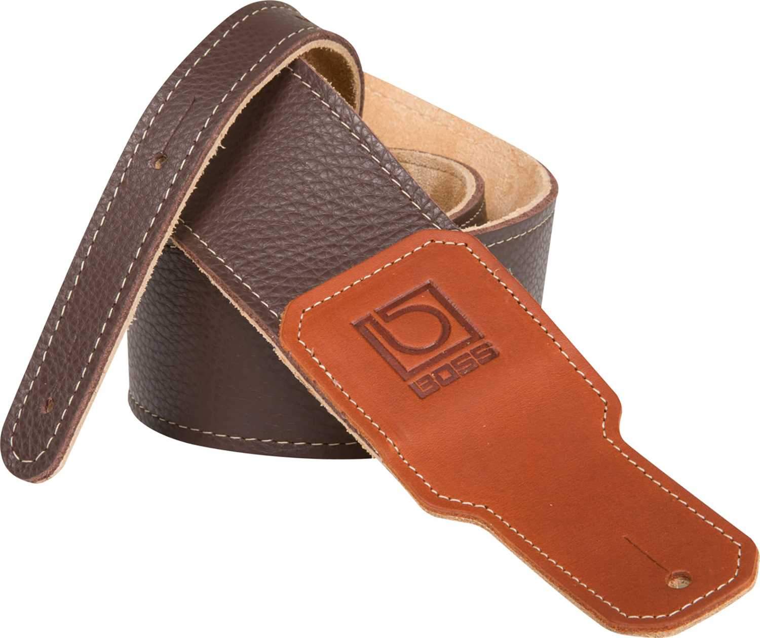 Boss BSL-30-BRN 3 inch Brown Leather Guitar Strap - ProSound and Stage Lighting