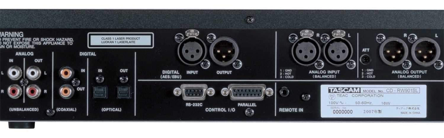 Tascam CD-RW901SL CD Recorder Bal I/O AES/EBU - ProSound and Stage Lighting