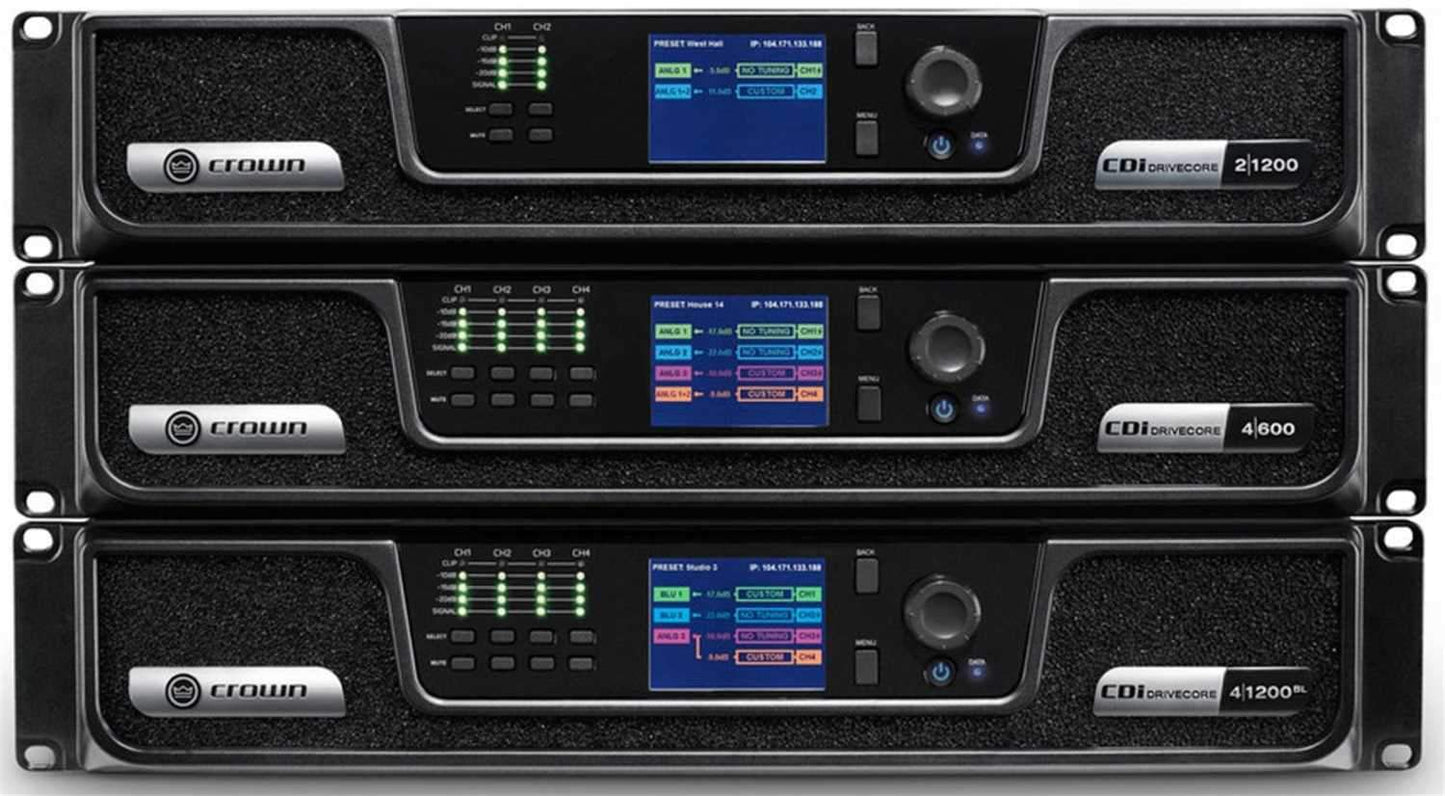 Crown CDi DriveCore 4-Channel 1200W Power Amplifier with BLU Link - ProSound and Stage Lighting