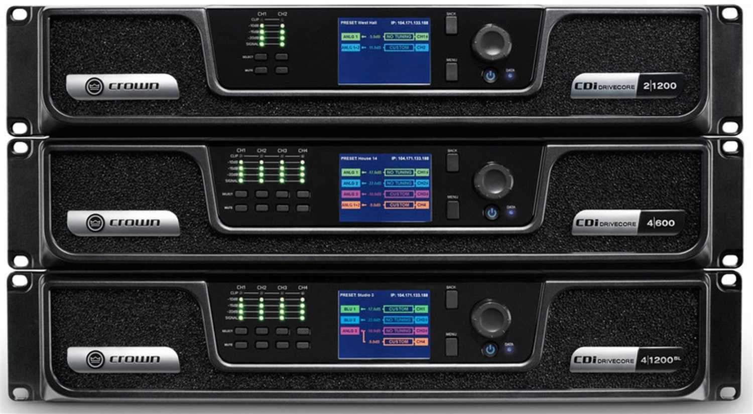 Crown CDi DriveCore 4-Channel 1200W Power Amplifier with BLU Link - ProSound and Stage Lighting