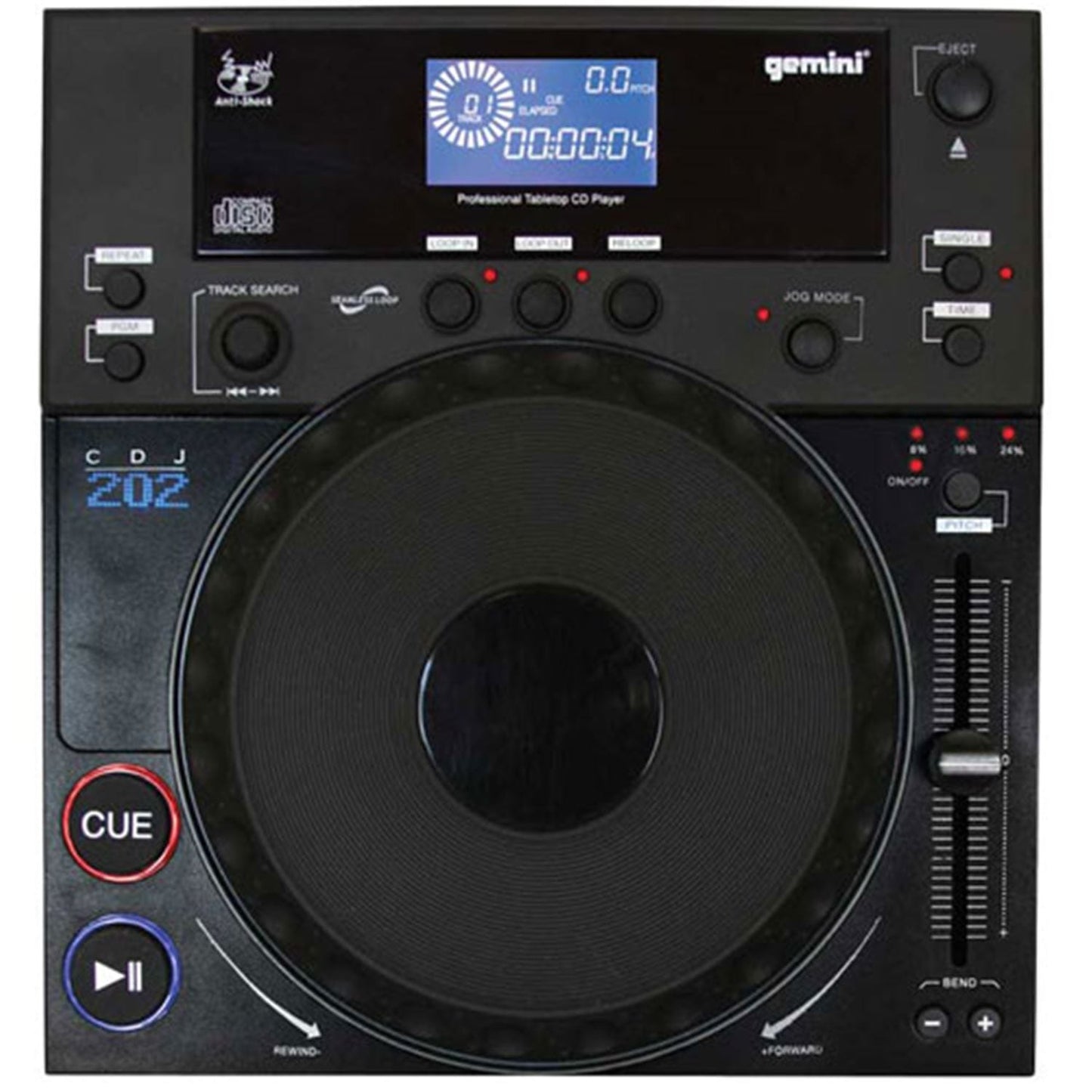Gemini CDJ-202 Professional Table Top CD Player - ProSound and Stage Lighting