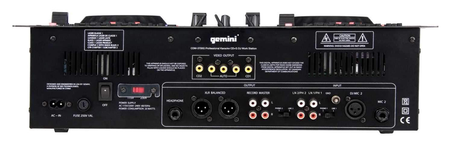 Gemini CDM3700G Pro Dual Karaoke CD/Mixer Console - ProSound and Stage Lighting